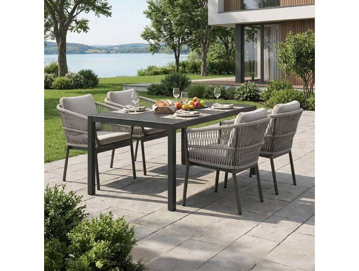OUTLIV. Alicante Gartenmöbel-Set M (4 Plätze) Tisch 160x90cm Dunkelgrau Hellgrau