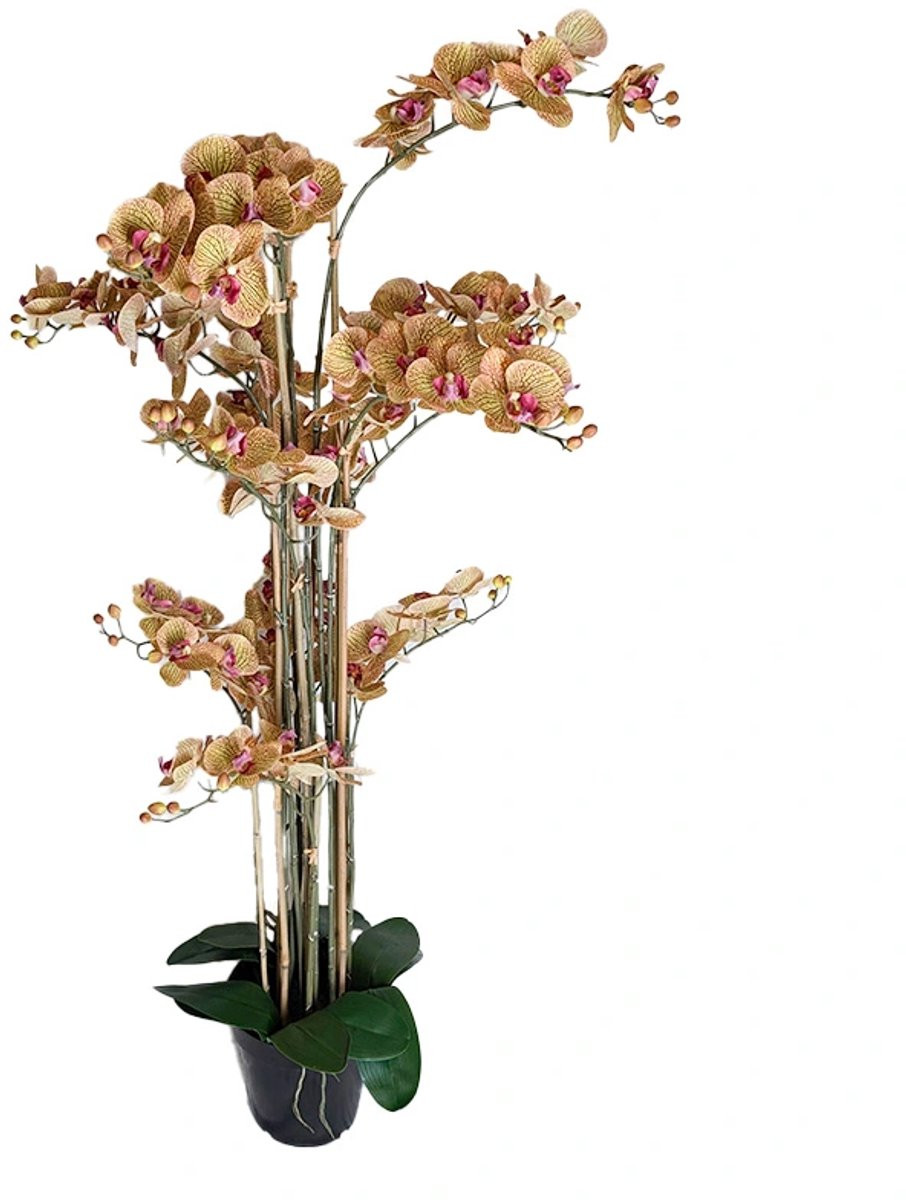 Kunst Phalaenopsis Orchidee in Pot Tiger Yellow - 140 cm
