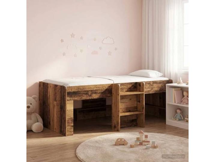 RJPLMFV Bettgestell für Kinder, Holz, Technik, 98,5 x 200 cm Mit integrierter Leiter, Aufbewahrung unter dem Bett, Eckenschutz aus TPE, moderner Stil