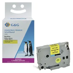 G&G Schriftband ersetzt Brother TZe-631, 12 mm, schwarz auf gelb