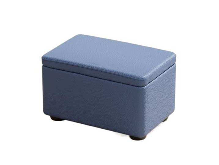 DANNMPX Sitzhocker Wohnzimmer Multifunktionaler Flip Top Aufbewahrungshocker Kunstleder Boxen Sitz Zusätzliche Sitzplätze(Blue,40x28x25cm)