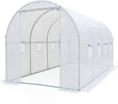 Costway 15 x 7 x 7 ft Walk-in Tunnel Greenhouse for Outdoors-White