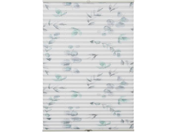 Plissee GARDINIA Concept zum Klemmen Flowers and Plants Zweig , weiss (weiß), B:80cm H:210cm, Obermaterial: 100% Polyester, Plissees, Plissee, in der Breite kürzbar