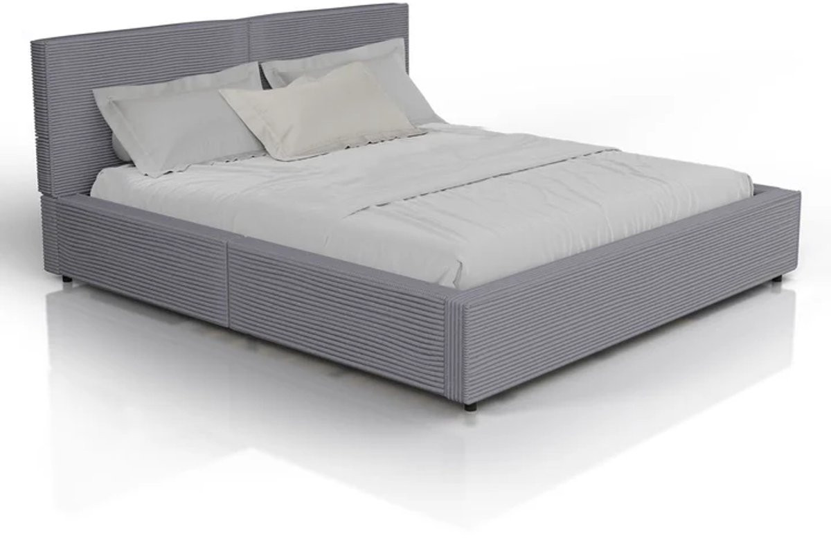 Gestoffeerd Bed Salerno Corduroy Grijs 180x200 cm