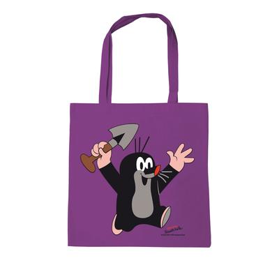 Henkeltasche LOGOSHIRT "Baumwolltasche Der kleine Maulwurf", Damen, Gr. B/H/T: 38cm x 42cm x 38cm, lila (violett), Baumwolle, bedruckt, Taschen, mit coolem Druckmotiv
