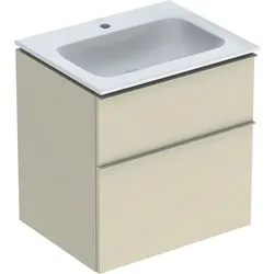 Geberit iCon Waschtisch mit Unterschrank 60 cm 502335JL1 Waschtisch-Set 60x63x48cm, weiß, Korpus sand Hochglanz, Griff sand matt
