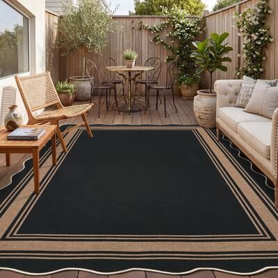 Garvee Indoor Outdoor Modern Bordered Easy Jute Area Rug