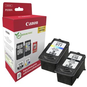 Canon Tinte PG-510 + CL-511 Druckkopf, Value Pack, 2970B017, 2x 9ml, inkl. Fotopapier