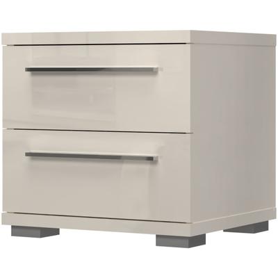 Nachtkommode OTTO HOME "Piano, Nachttisch aus FSC-zertifiziertem Holzwerkstoff, Made in Europe", beige (beige hochglanz), B:45cm H:43cm T:40cm, Holzwerkstoff, Sideboards, UV lackiert, hochglänzend, Soft-Close Funktion, 2 oder 3 Schubladen