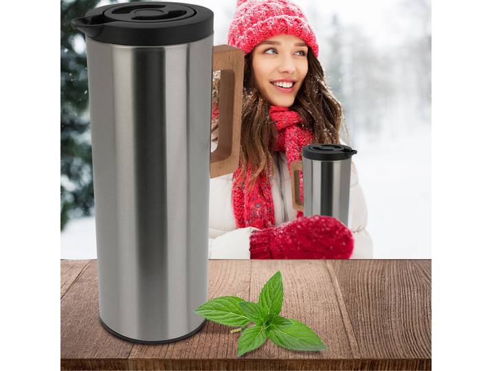 Isolierkanne aus Edelstahl mit Holzgriff, 1 l