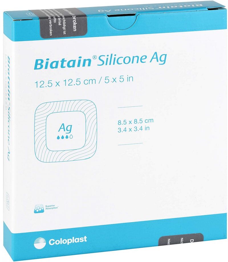 Biatain Silicone Ag Schaumverband 12,5x12,5 cm