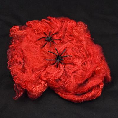 Inspired Living Stretchy Artificial Spider Web Halloween Decoration For Haunted House And Party Decor red
