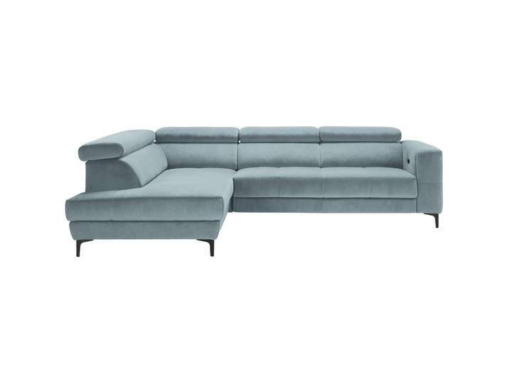 Ecksofa Velours Hellblau