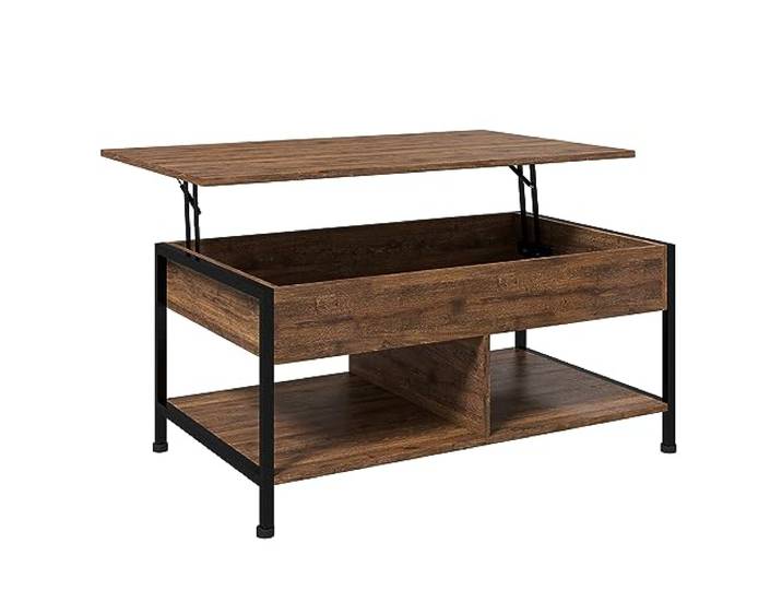HOMCOM Couchtisch Lift-Funktion 100x80x60 cm Rustik. Holzoptik Schwarz