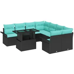 vidaXL Gartensofa-set 9 stk. Schwarz [Synthetisch]: Poly Rattan
