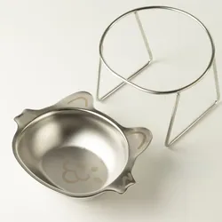 PAW Food Bowls - Single Cat Bowl in Stand - Stainless Steel (304)