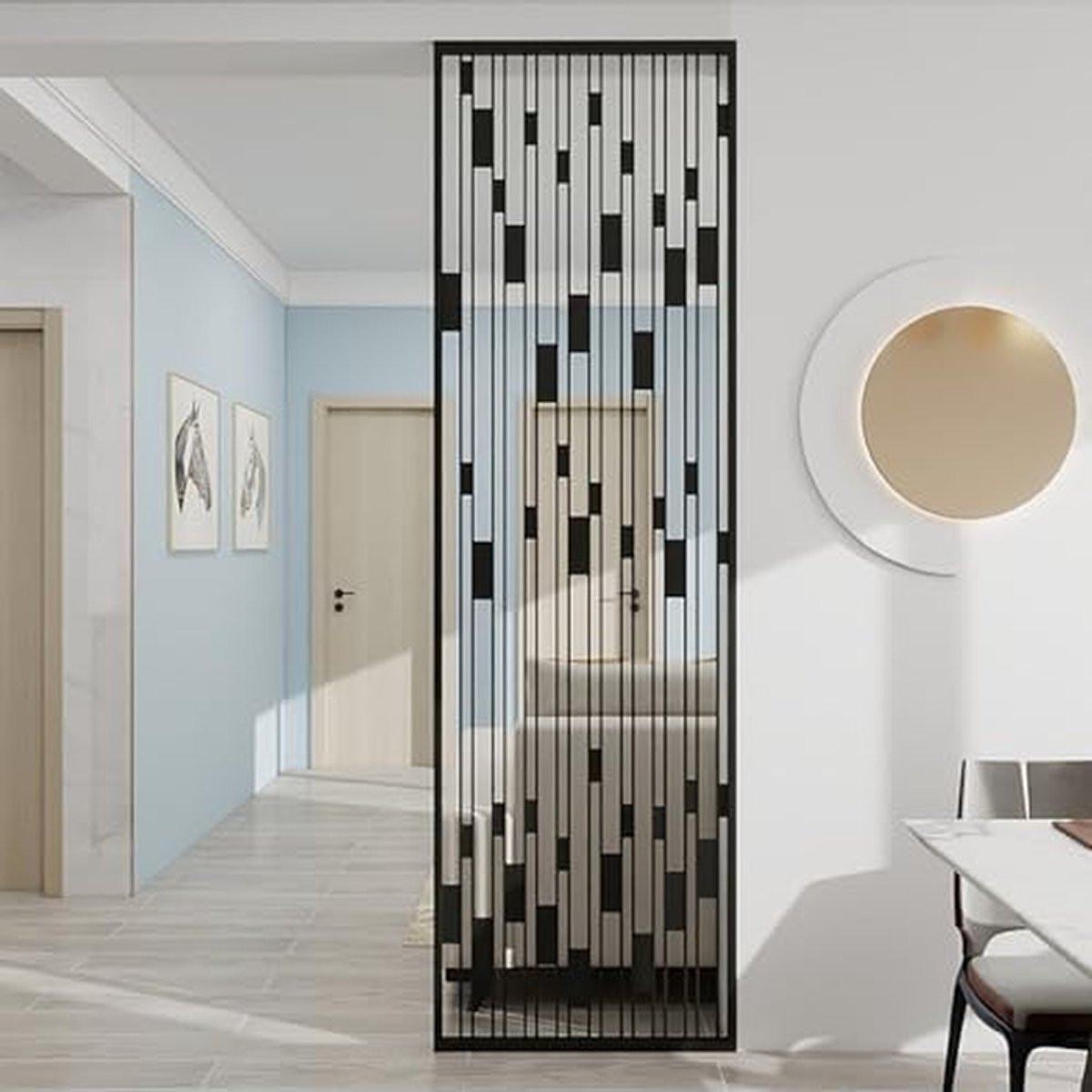Zwart Metalen Scheidingsscherm met Holle Rasterwand in Chinese Stijl voor het Verdelen van je Ruimte