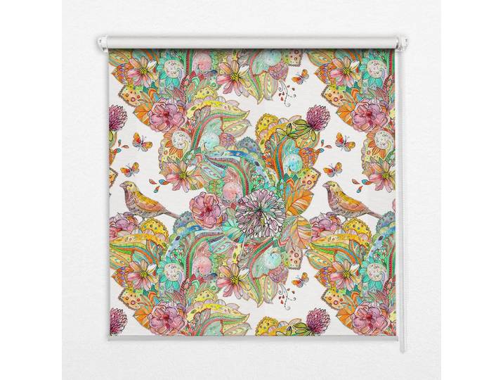 Tulup Innenrollo - Fensterrollo - Rollo - 150x140 cm - Farbenfrohes Muster der Natur, Gelb, Kunststoff, Rechteckig, 150x140x0.5 cm, Heimtextilien, Vorhänge, Rollos