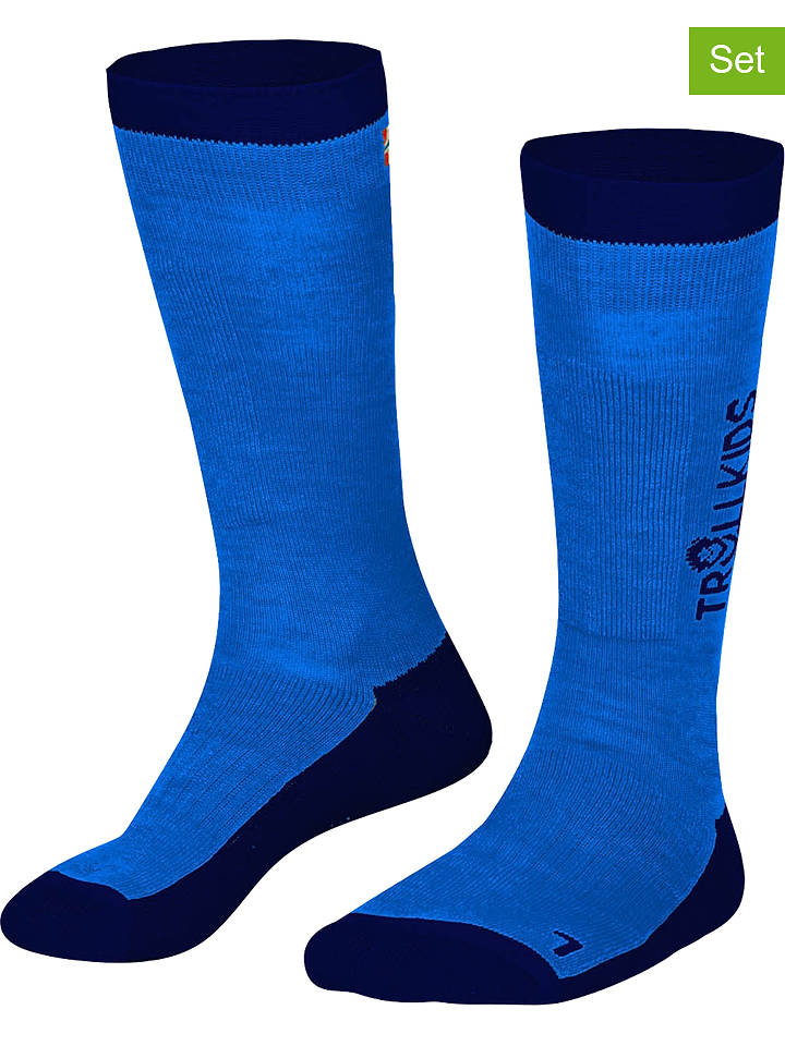 Trollkids 2er-Set: Ski-/ Snowboardsocken "Kids Ski" in Dunkelblau - 31-34