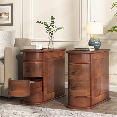 Bluebell 2 Drawer Narrow Side Table, Wood End Table