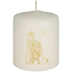 Jaspers Kerzen Weihnachtskerze Krippe in Gold 60 x Ø 50 mm, 1 Stück