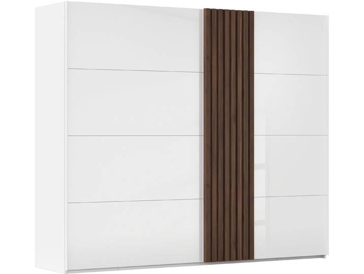 rauch Schwebetürenschrank Kleiderschrank Schrank Garderobe Wäscheschrank TEGIO mit hochwertigen Holzdekoraufleistung und Glasfront MADE IN GERMANY