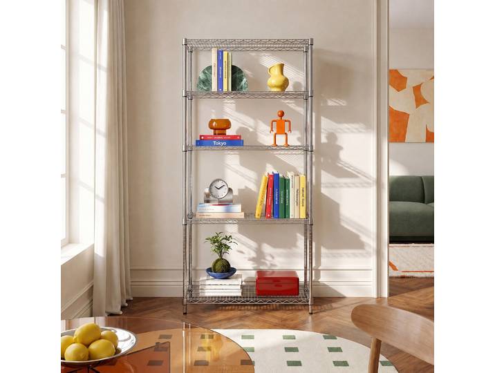 HABITAT - Étagère 5 niveaux en acier carbone 90 x 200 cm - Chrome - Archi