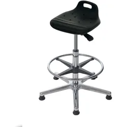 PROREGAL Stehhilfe Jacksonville, Sitzhöhe 53-78cm, Ø 61cm, Tragfähigkeit 110kg, Polyurethane-Sitz, Aluminium-Fußkreuz, Fußring, Gleiter, Tragegriff