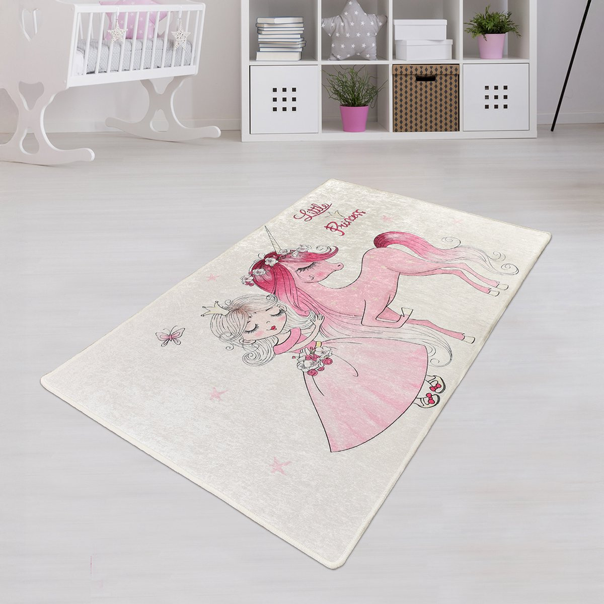 Bosdela Kleine Prinzessin Wasbaar Vloerkleed voor Kinderkamers en Babykamers, 100 x 160 cm