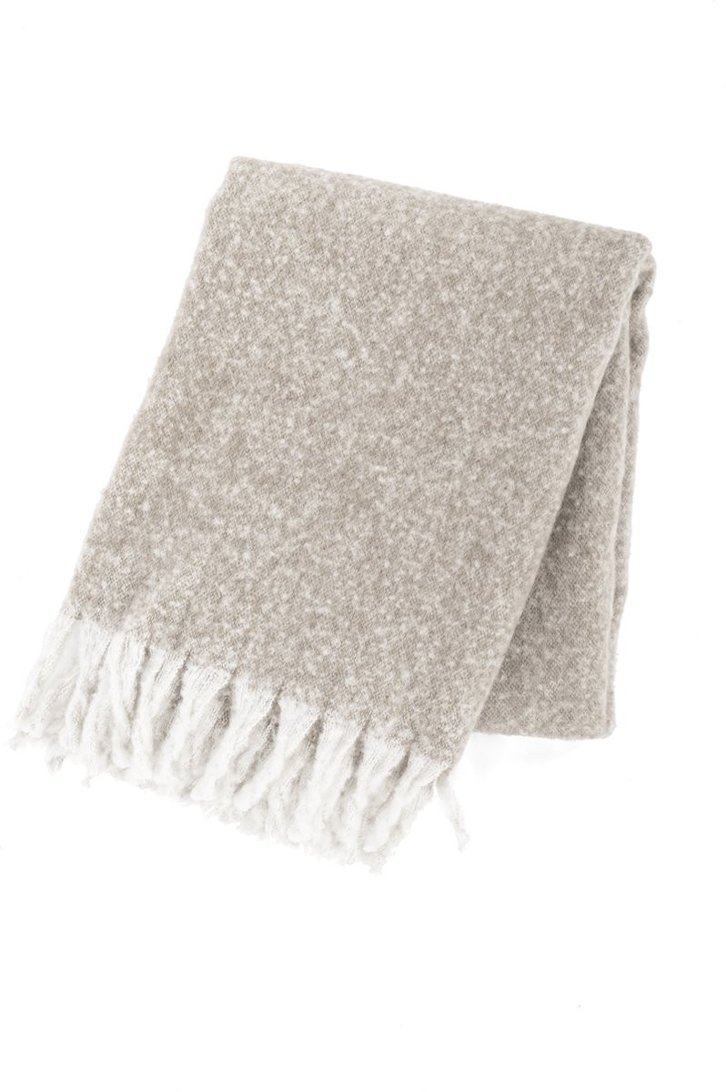 Tiseco Home Studio Plaid FLOCK super zachte polyester plaid met franjes - Taupe - 130 x 170 cm