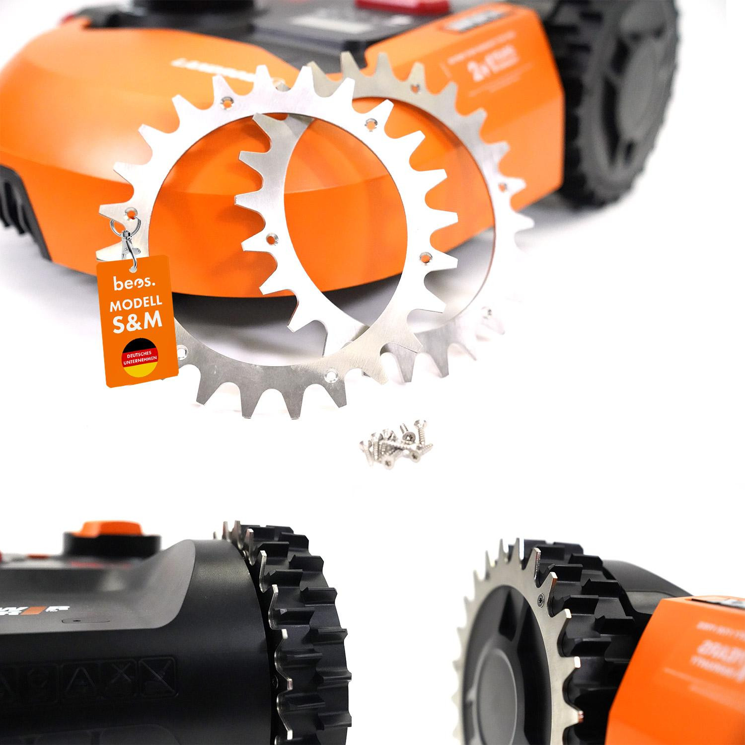 beos Premium roestvrijstalen spikes voor Worx Landroid S en M modellen voor verbeterde grip