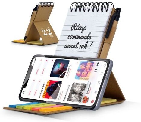 Carnet de notes personnalisable repositionnables et support téléphone papier