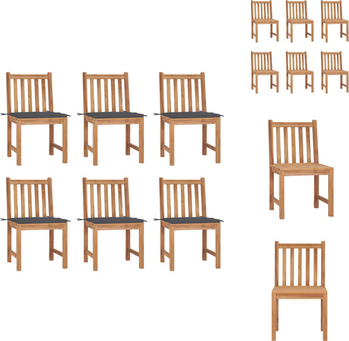 vidaXL Gartenstühle 6 Stk. mit Kissen Massivholz Teak - Gartenstühle