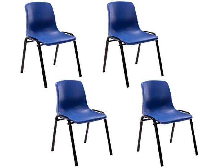CLP 4er Set Stapelstuhl Nowra Kunststoff I Kunststoffstuhl Mit Metallgestell I Konferenzstuhl Mit Rückenlehne Farbe blau