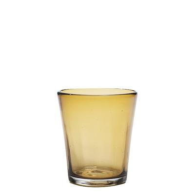 Zafferano Set aus 6 bernsteinfarbenen Trinkgläsern aus durchgefärbtem Glas, mundgeblasen mit handwerklicher Kunstfertigkeit für den täglichen Gebrauch
