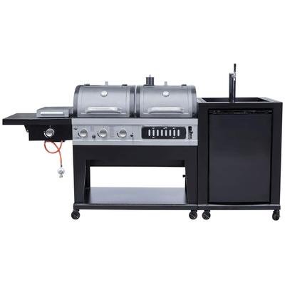 Kombigrill EL FUEGO "AY0599", schwarz, B:236cm H:138cm T:69cm, Grills, 3-in-1 mit Bierkühler und Zapfanlage