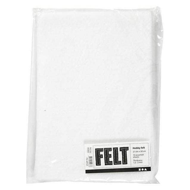 Creativ Company Hobbyvilt Wit A4, 10 Vellen (29.70 x 21 cm) (45502)