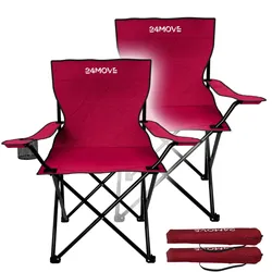 24MOVE® Campingstuhl Faltstuhl, 2er Set, schwarz, mit Getränkehalter und Tragetasche Outdoor, faltbar max. 100kg, Angerstuhl, Klappstuhl