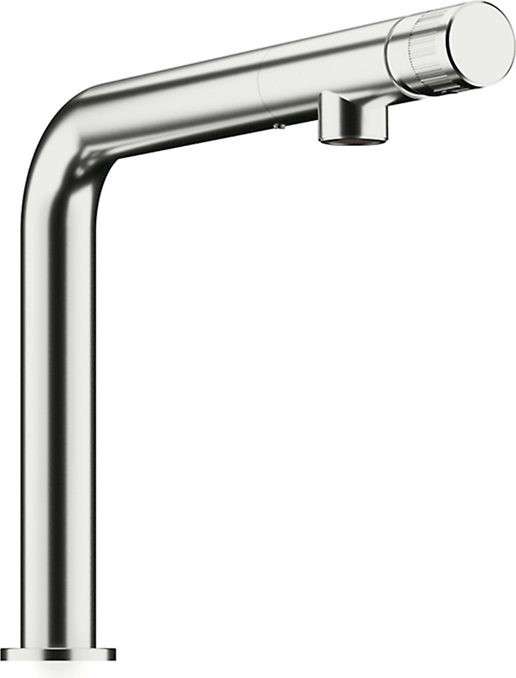 Armatur Turno Solo in EDELSTAHLFINISH mit schwenkbarem Auslauf und integrierter Kopfsteuerung / Einhebelmischer