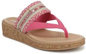 Women's Birdie Wedge Sandal by Bzees for LifeStride in Tan Pink (Size 7 1/2 M)