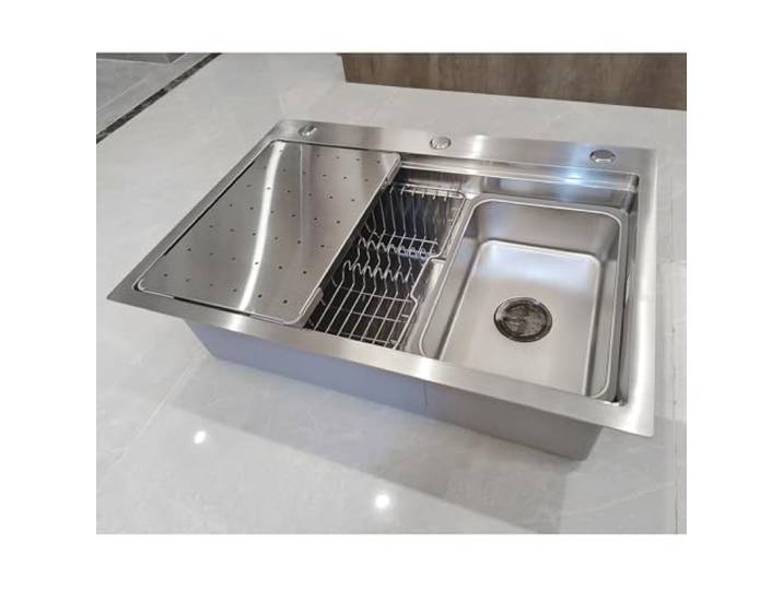 KOOGIMDDR 85x50 SUS304 Edelstahl-Spüle für die Küche, multifunktional, handgefertigt, große Küchenspüle mit einer Wanne, bündige oder aufliegende Installation mit abnehmbarer Wanne