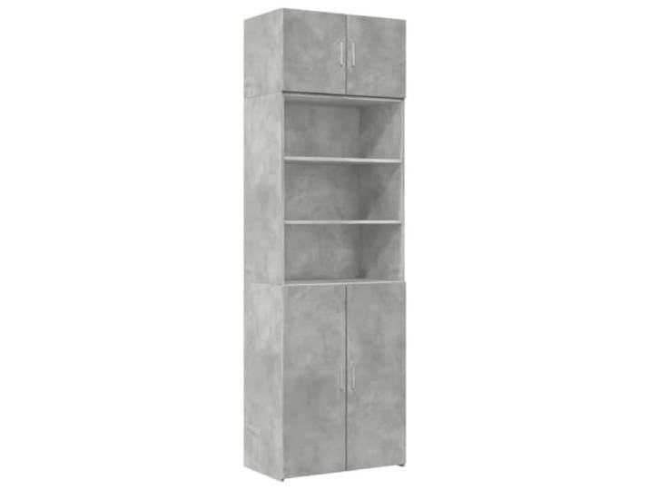 Helloshop26 Aufbewahrungsschrank, hoch, 70 x 42,5 x 225 cm, vertikaler Raum, 7 Fächer, modern, aus Holz, Betongrau, 02_0055573