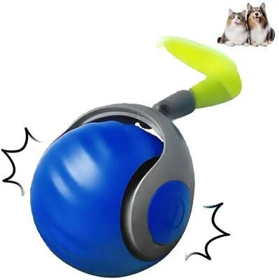 Inspire Essentials Speedy Tail Smart Interactive Rolling Ball Toy For Cats And Dogs style1 Blue