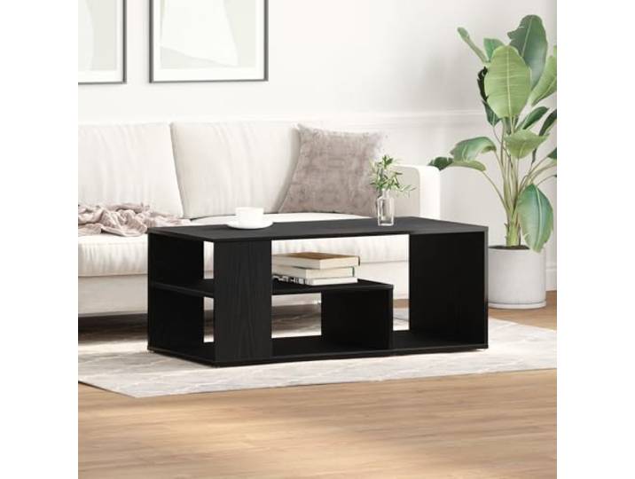HEFZGDB Couchtisch Schwarz Eiche 100x50x40 cm Holzwerkstoff MDF mit Stauraum moderner Akzent für Wohnzimmer