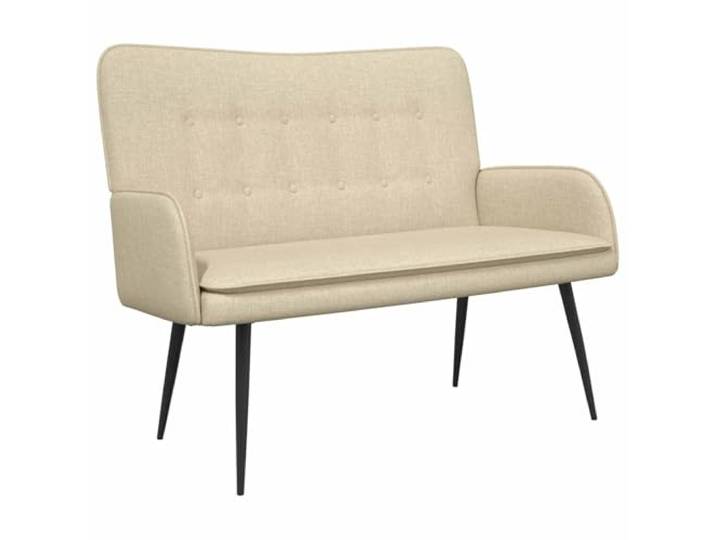 KKgypkn 2-Sitzer Sofa Creme 115 x 61 x 87 cm Stoff Polyesterbezug, Schaumstoffpolsterung, pulverbeschichtete Stahlbeine, geknöpfte Rückenlehne