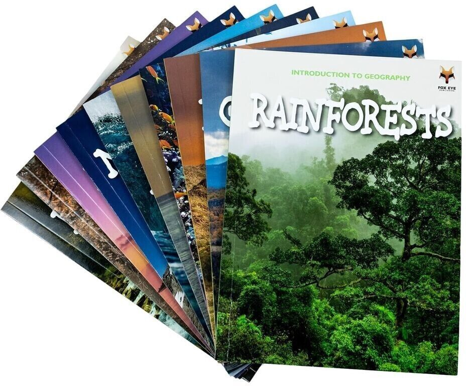 Fox Eye Publishing Introduction to Geography for Beginners by Jasmine Brooke - 10 Book Paperback Collection Set - Ages 7-9 - Coral Reefs, Deserts, Forests & More