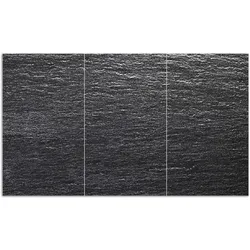 Wallario Herdabdeckplatte 80 x 52 cm (BxH), 2-teilig Muster schwarz-weiße Steintafel Optik