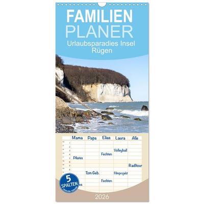 Familienplaner 2026 - Urlaubsparadies Insel Rügen mit 5 Spalten (Wandkalender, 21 x 45 cm) CALVENDO