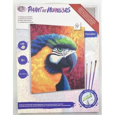 Craft Buddy PBN3040E - Paint by Numbers, Paradise, Papagei, 30x40 cm