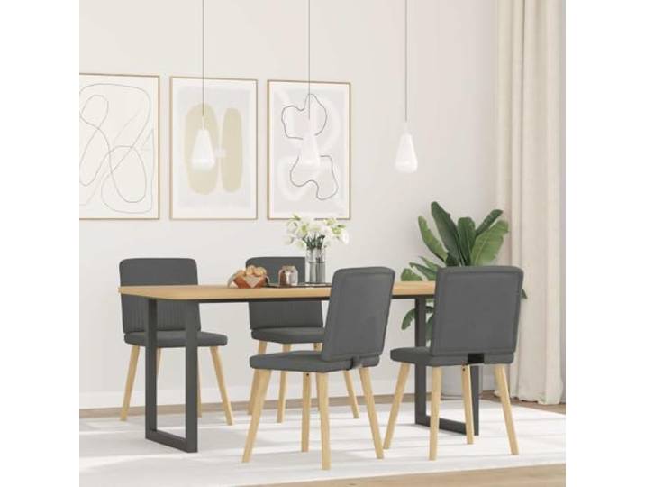 HEFZGDB 4 Stück Esszimmerstühle Dunkelgrau Stoff, Robuste Stapelbare Stühle mit Metall-Holz-Gestell und Atmungsaktiver Bezug für Wohnzimmer und Küche, Bequeme Polsterung
